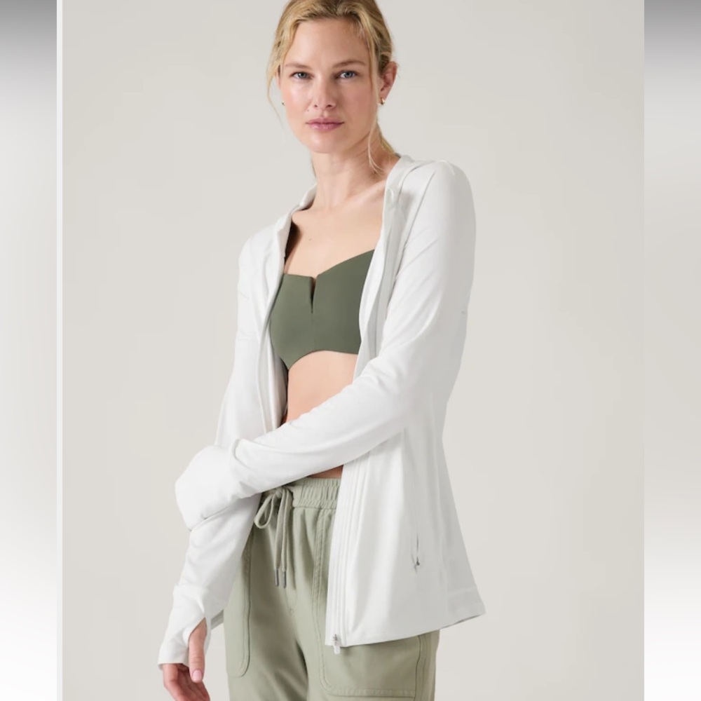 Athleta white Pacifica pleated heather jacket